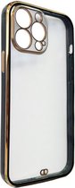 Hoogwaardige transparant camera beschermend backcover met een gekleurd zijkant  - Geschikt voor iPhone 12 Pro - Transparant/Zwart