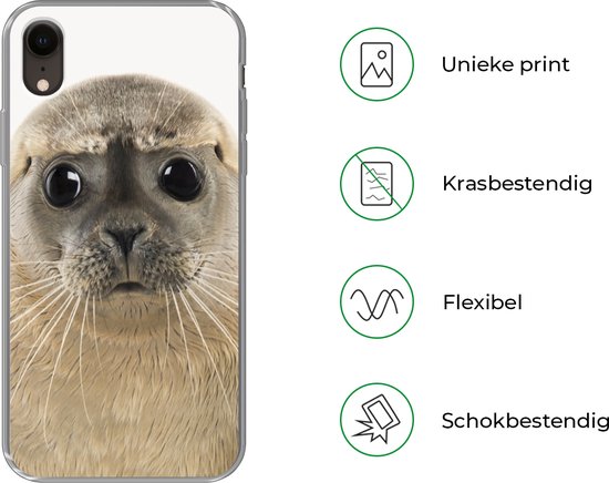 Coque pour iPhone XR - Garçons - Phoque - Grands yeux - Enfants - Garçons - Filles - Coque de téléphone en Siliconen