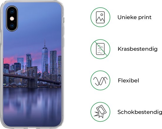 Coque iPhone X - New York derrière le Bridge de Brooklyn - Coque en Siliconen pour téléphone