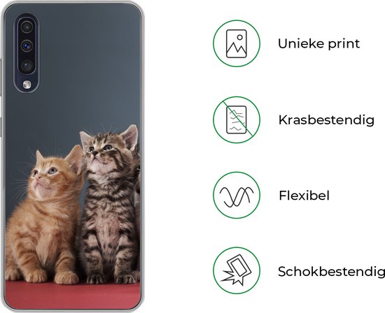 Coque Samsung Galaxy A30s - Chatons - Blauw - Rose - Filles - Enfants - Garçons - Enfant - Coque de téléphone en Siliconen