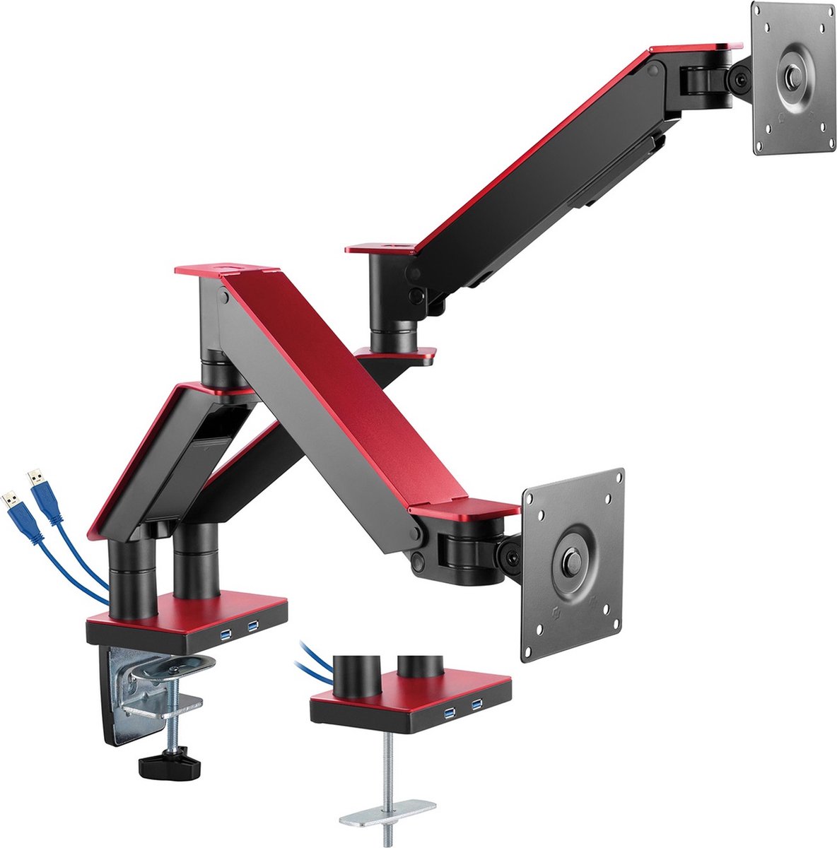 My Wall bureaubeugel voor 2 monitoren tot 35 inch / interactief / 2 USB poorten / zwart/rood