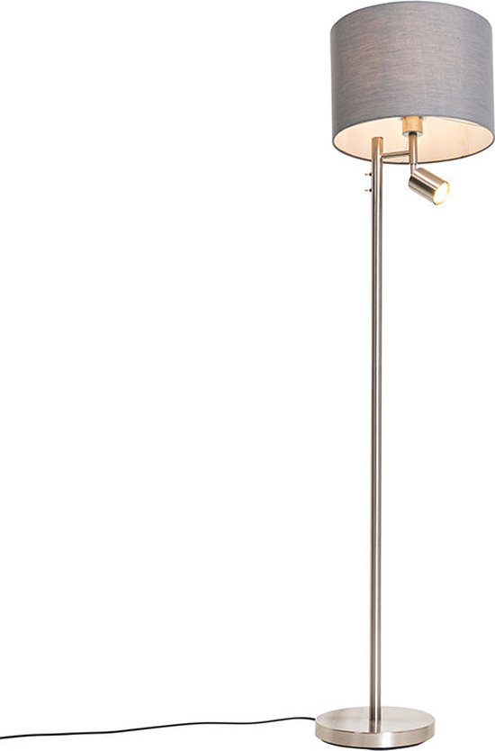 Floreren bron Split Lumière Vloerlamp Margeaux Grijs, Staal | staande lamp - vloerlamp staal -  vloerlampen... | bol.com