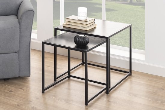 ML-Design bloemenstandaard set van 2 zwart metaal, 30x40x30