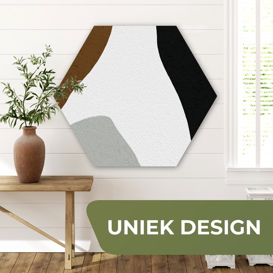 Hexagon wanddecoratie - Kunststof Wanddecoratie - Hexagon Schilderij - Minimalisme - Design - Vormen - 120x103 cm