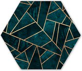 Hexagon wanddecoratie - Kunststof Wanddecoratie - Hexagon Schilderij - Stenen - Goud - Luxe - Patronen - Abstract - 120x103 cm