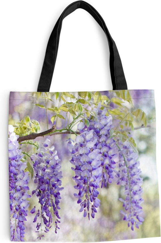 Sac bandoulière - Sac de plage - Shopper Glycine violette sur une branche - 45x45 cm - Sac en coton