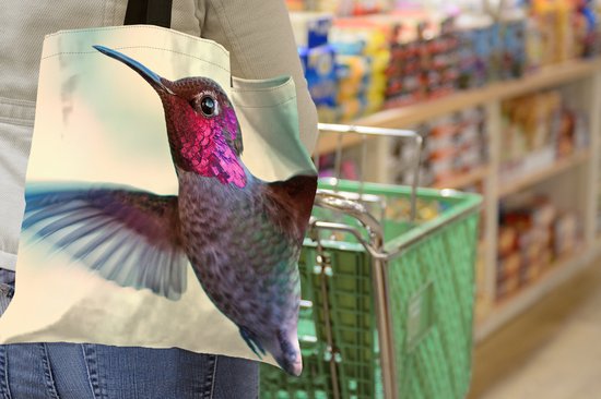 Sac bandoulière - Sac de plage - Shopper Vogels - Colibri - Rose - 40x40 cm - Sac en coton