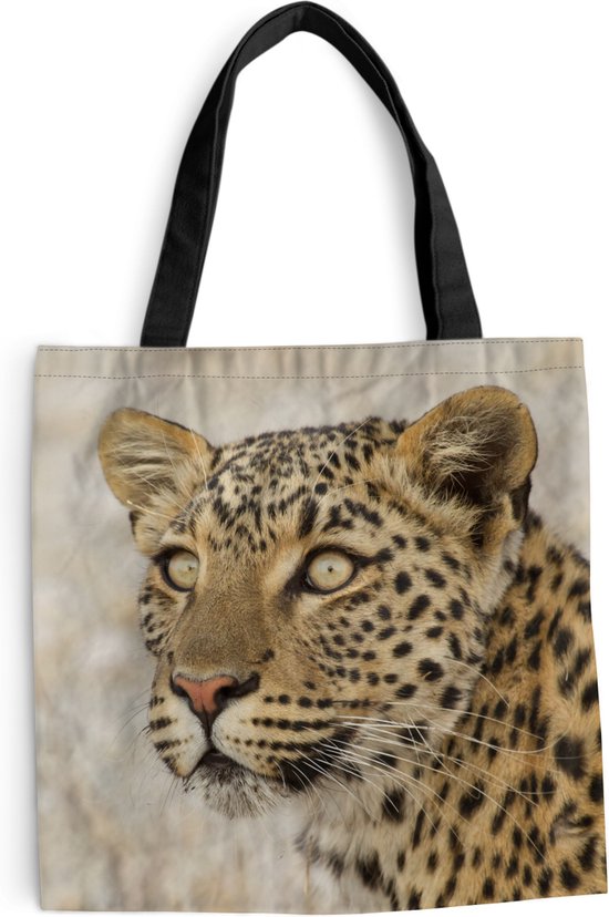 MuchoWow® Sac bandoulière - Sac de plage - Big Shopper - Sac shopping - Léopard - Macro - Marron - 45x45 cm - Sac en coton