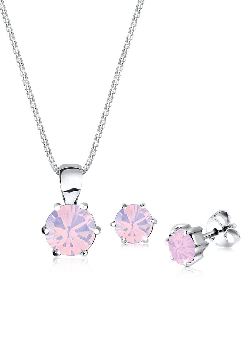 Elli - Sieraden Set - Dames Basis met Kristallen in 925 Sterling Zilver - Dames
