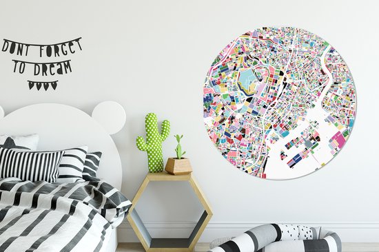 WallCircle - Wandcirkel - Muurcirkel - Illustratie van een kleurrijke kaart van Tokyo - Aluminium - Dibond - ⌀ 140 cm - Binnen en Buiten