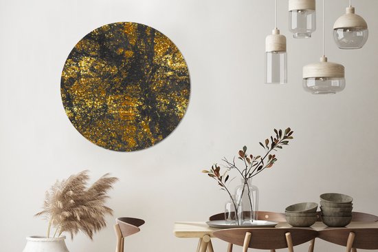 Cercle mural - Cercle mural - Marbre - Goud - Glitter - Zwart - Aluminium - Dibond - 90x90 cm - Intérieur et Extérieur