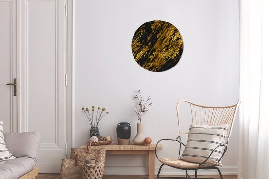 Cercle mural - Aluminium - Marbre - Goud - Glitter - Zwart - ⌀ 30 cm