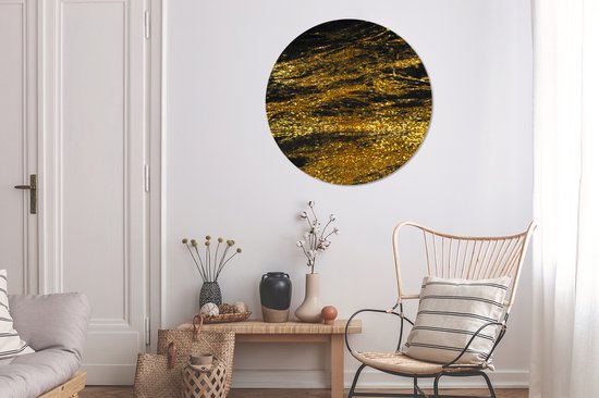 Cercle mural - Aluminium - Marbre - Or - Zwart - Glitter - ⌀ 90 cm