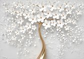 Fotobehangkoning - Behang - Vliesbehang - Fotobehang Magische Boom met Bloemen - Magic Magnolia - 200 x 140 cm