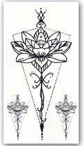 Temporary Tattoo Waterlelie Bloem (21x12 cm) [Neptattoo - Tijdelijke tatoeage - Nep Fake Tattoos - Water overdraagbare festival sticker henna outfit tattoo - Glitter tattoo - Volwassenen Kinderen Jongen Meisje]