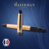 Waterman Expert vulpen | Metallic gouden lak met rutheniumdetails | Fijne PVD-gecoate roestvrijstalen penpunt | Blauwe inkt | Met geschenkverpakking