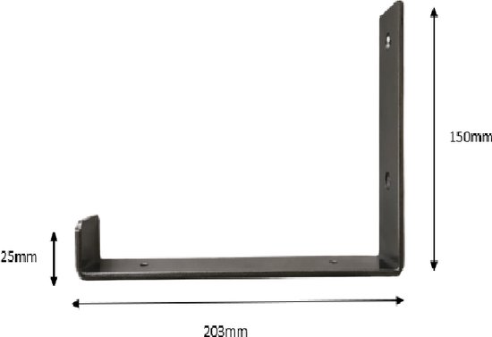 Maison DAM - 1x Industriële plankdrager l vorm 20 cm wit! (half glans) gepoedercoat