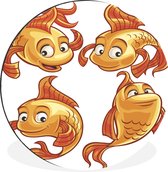 Une illustration de quatre poissons rouges Wall cercle aluminium ⌀ 140 cm