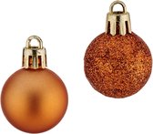 Boules de Noël Arte r - 12 pcs - orange - synthétique - 3 cm - pailleté - mat - brillant