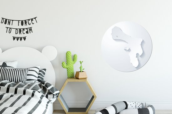 illustration noir et blanc de Bonaire sur fond blanc Cercle mural aluminium ⌀ 60 cm - tirage photo sur cercle mural / cercle vivant / cercle jardin (décoration murale)