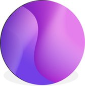 WallCircle - Wandcirkel - Muurcirkel - Paarse geometrie met golven - Aluminium - Dibond - ⌀ 60 cm - Binnen en Buiten