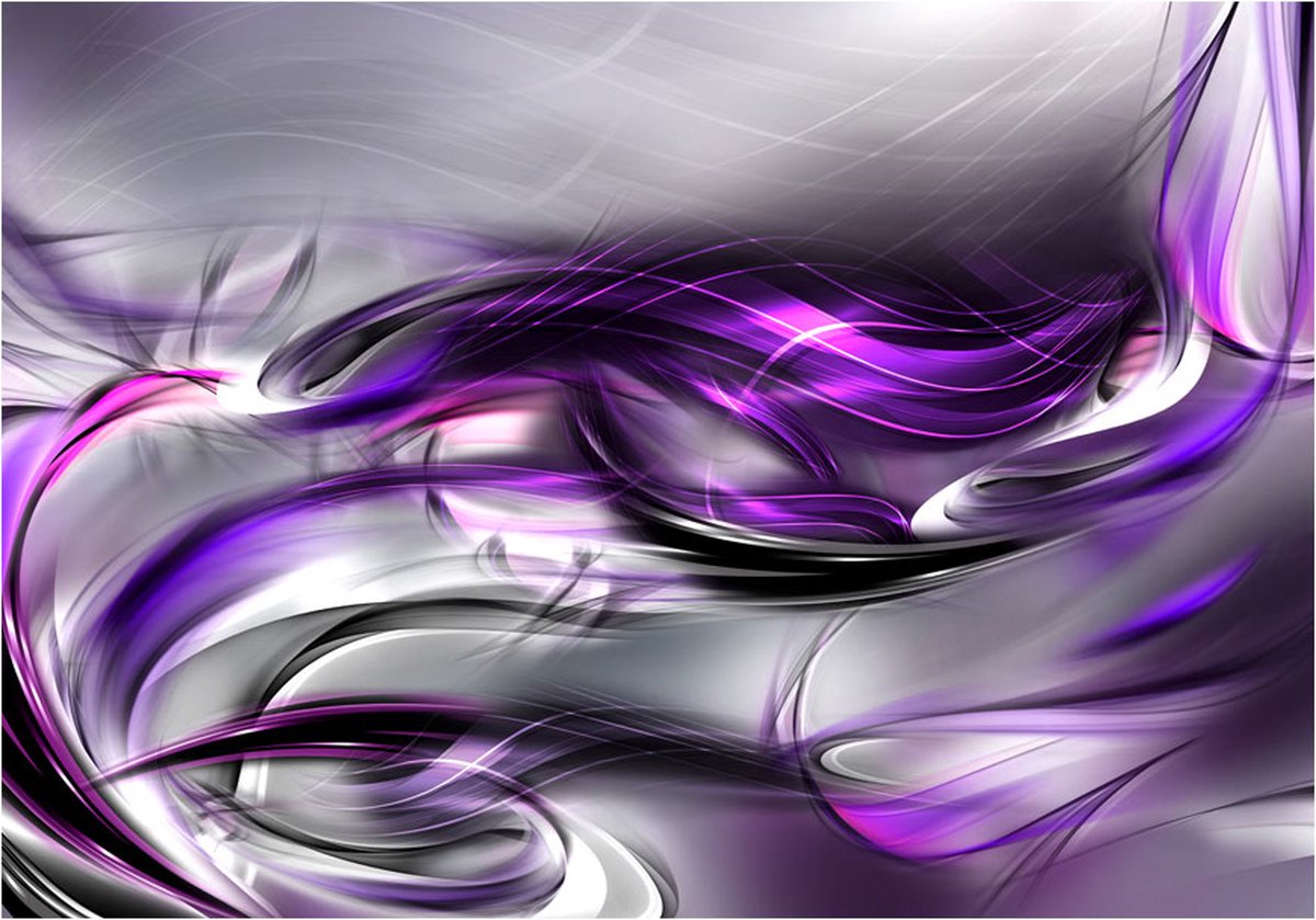 Fotobehangkoning - Behang - Vliesbehang - Fotobehang Paarse Slingers - Abstract - Kunst - Purple Swirls - 400 x 280 cm
