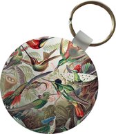 Sleutelhanger - Kolibrie - Vintage - Ernst Haeckel - Vogel - Kunst - Natuur - Plastic - Rond - Uitdeelcadeautjes