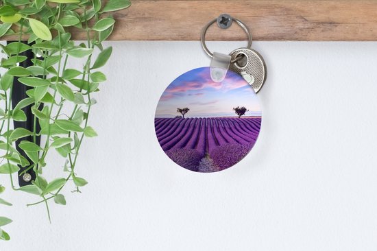 Porte-clés - Lavande - Nature - Violet - Arbres - Fleurs - Plastique - Rond - Distribution de cadeaux