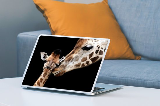 Laptop sticker - 14 inch - Giraffe - Dieren - Zwart - Portret - Dieren ...