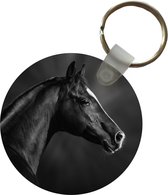 Sleutelhanger - Paard - Dieren - Zwart - Wit - Portret - Plastic - Rond - Uitdeelcadeautjes