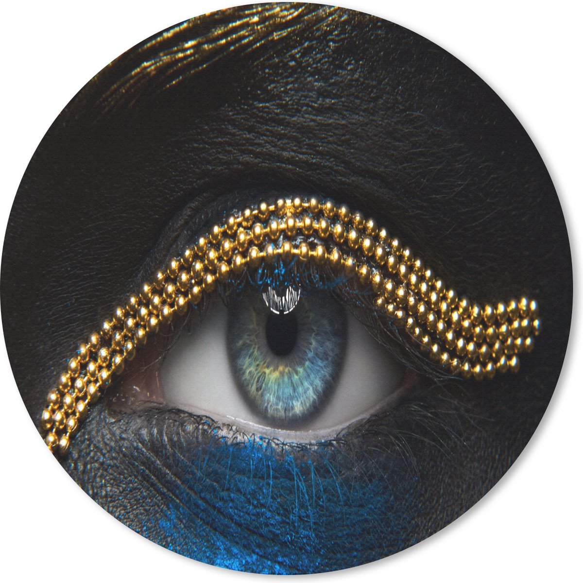 Muismat rond 50x50 cm - Mousepad Vrouw - Ogen - Make up - Luxe - Goud - Ronde muismatten