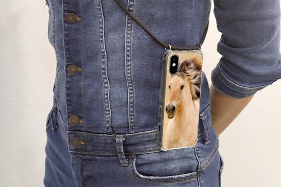 Coque avec cordon iPhone X - Paarden - Animaux - Crinières - Portrait - Siliconen - Bandoulière - Coque arrière avec cordon - Coque pour téléphone avec cordon - Coque avec corde
