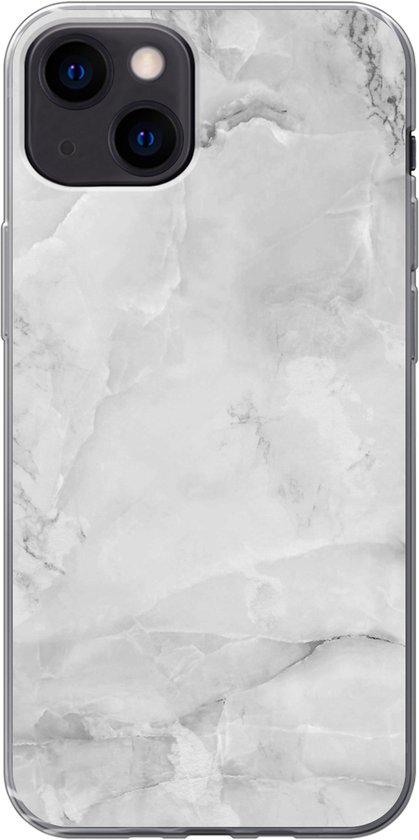 Coque iPhone 13 - Marbre - Pierre - Wit - Grijs - Aspect marbre - Coque de téléphone en Siliconen