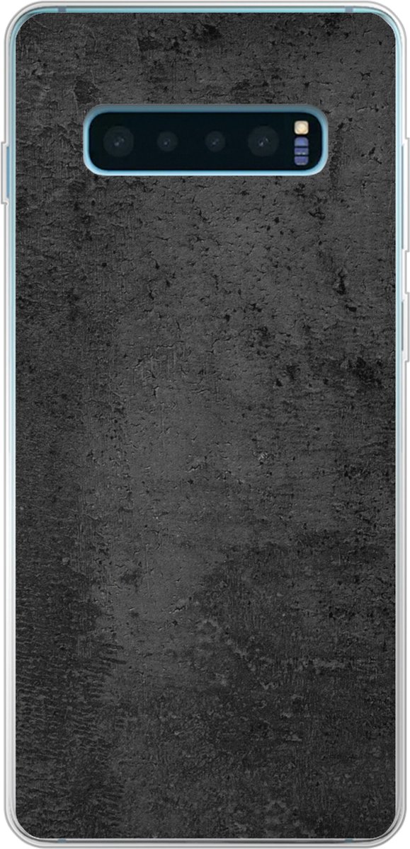 Telefoonhoesje Geschikt voor Samsung Galaxy S10 Plus hoesje - Beton print - Robuust - Vintage - Rustiek - Grijs - Zwart - Siliconen Telefoonhoesje Telefoonhoesje