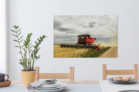 Toile Peinture Amérique - Tracteur - Nourriture - 90x60 cm - Décoration murale
