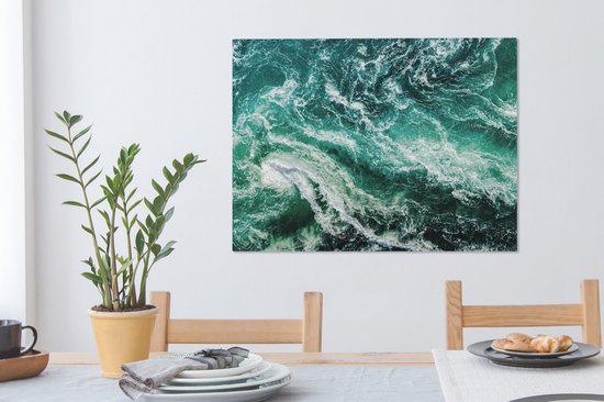 Canvas schilderij 80x60 cm - Wanddecoratie Oceaan - Water - Zee - Luxe - Groen - Turquoise - Muurdecoratie woonkamer - Slaapkamer decoratie - Kamer accessoires - Schilderijen op canvas