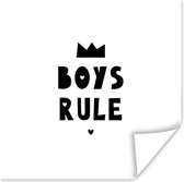 Poster kinderen - Wanddecoratie jongens - Boys Rule - Quotes - Spreuken - Kinderen - Jongens - Poster kinderkamer - 75x75 cm - Decoratie voor kinderkamers