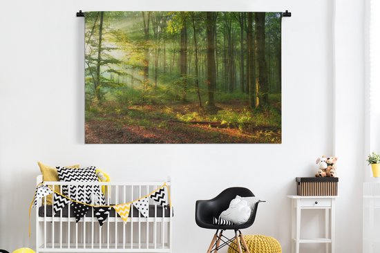 Tapisserie - Tapisserie - Soleil - Forêt - Arbres - Nature - Automne - 180x120 cm - Tapisserie