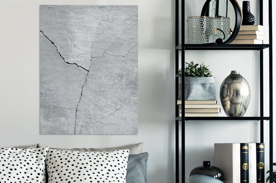 Tableau sur toile Béton - Fissure - Grijs - 60x80 cm - Décoration murale