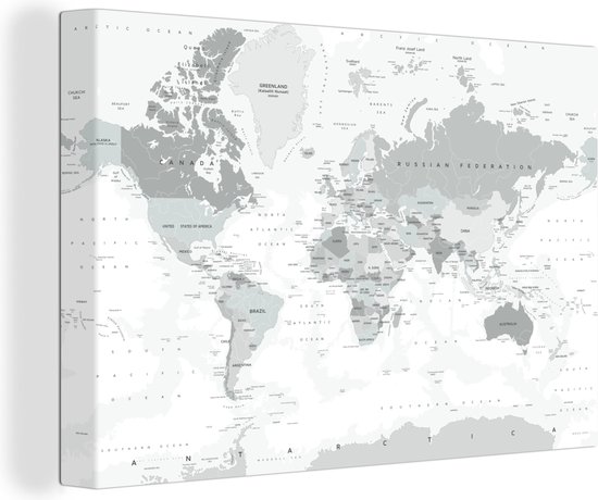 Tableau sur toile Carte du monde Gris *** 