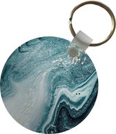 Sleutelhanger - Edelstenen - Blauw - Natuur - Marmer print - Abstract - Plastic - Rond - Uitdeelcadeautjes