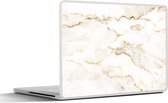 Laptop sticker - 11.6 inch - Marmer - Kalk - Goud - Luxe - Marmerlook - Wit - 30x21cm - Laptopstickers - Laptop skin - Cover