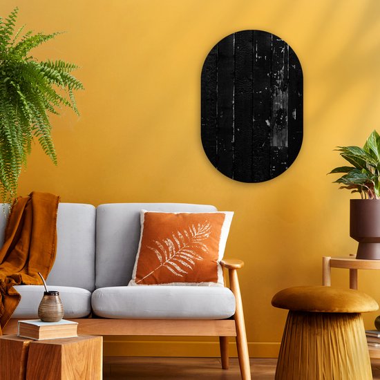 Wall Oval - Wall Oval - Décoration murale Plastique - Peinture Ovale - Zwart - Wit - Structure - Design - 40x60 cm - Forme Miroir Ovale sur Plastique
