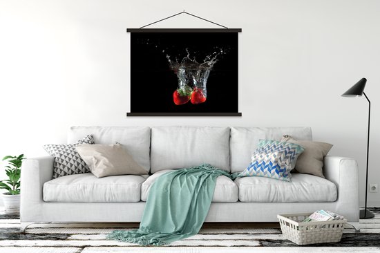 Porte-affiche avec affiche - Affiche scolaire - Fraises - Fruits - Water - Zwart - Rouge - 150x113 cm - Lattes noires