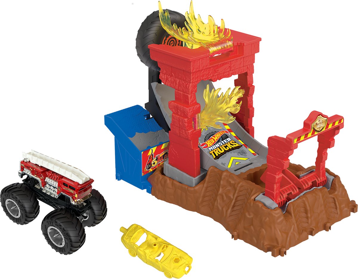 Hot Wheels Monster Trucks Arena Smash 5 Alarm Fire Crash Speelset