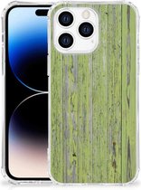 Telefoonhoesje met foto Geschikt voor Apple iPhone 14 Pro Max GSM Hoesje met doorzichtige rand Green Wood