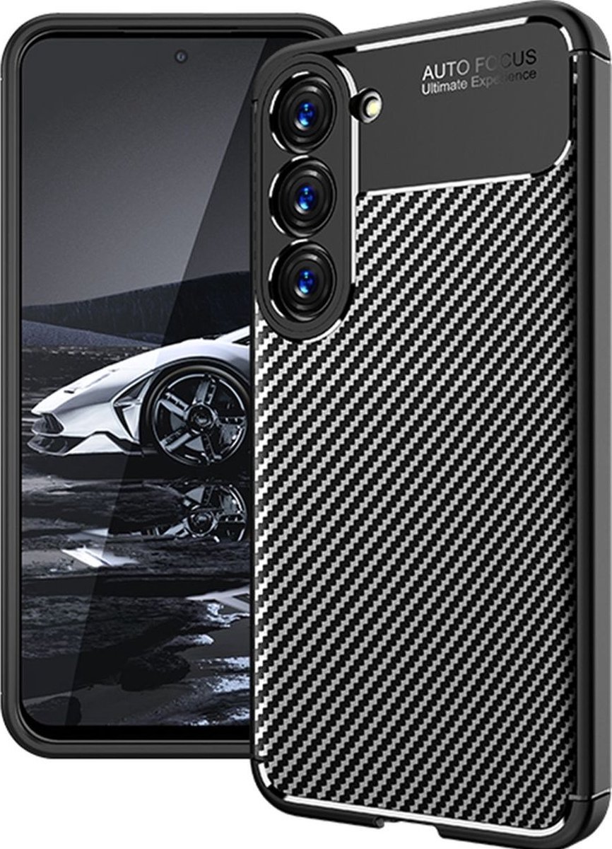 Mobigear Hoesje geschikt voor Samsung Galaxy S23 Telefoonhoesje Flexibel TPU | Mobigear Racing Backcover | Galaxy S23 Case | Back Cover - Zwart