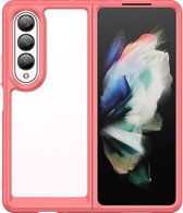 Mobigear Hoesje geschikt voor Samsung Galaxy Z Fold 4 Telefoonhoesje Hardcase | Mobigear Crystal Backcover | Galaxy Z Fold 4 Case | Back Cover - Transparant /Rood | Transparant,rood