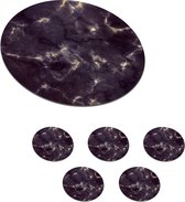 Onderzetters voor glazen - Rond - Goud - Edelstenen - Agaat steen - Geode - 10x10 cm - Glasonderzetters - 6 stuks