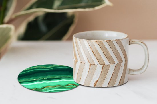 Sous-verres de verres - Rond - Or - Agate - Luxe - 10x10 cm - Dessous de verre - 6 pièces